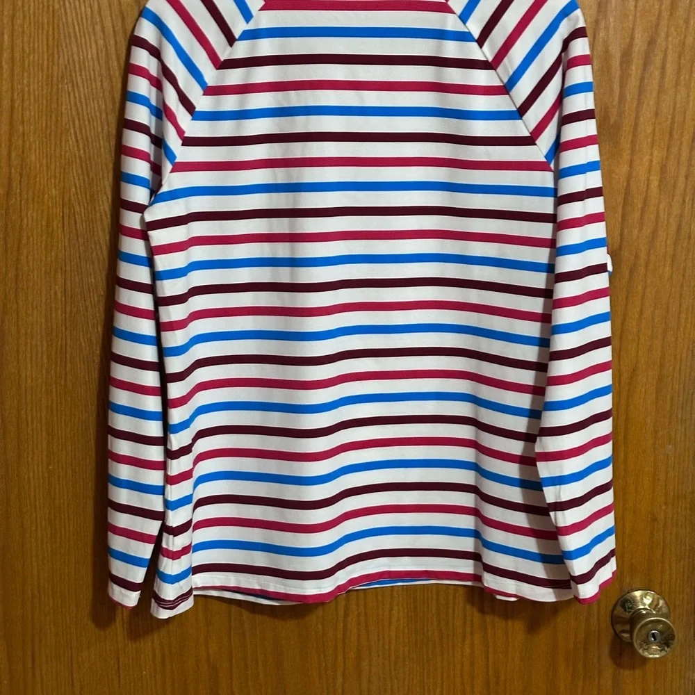 SPANX women’s 1X Long Sleeve Shirt - Red, Blue, and‎ White Stripes AB